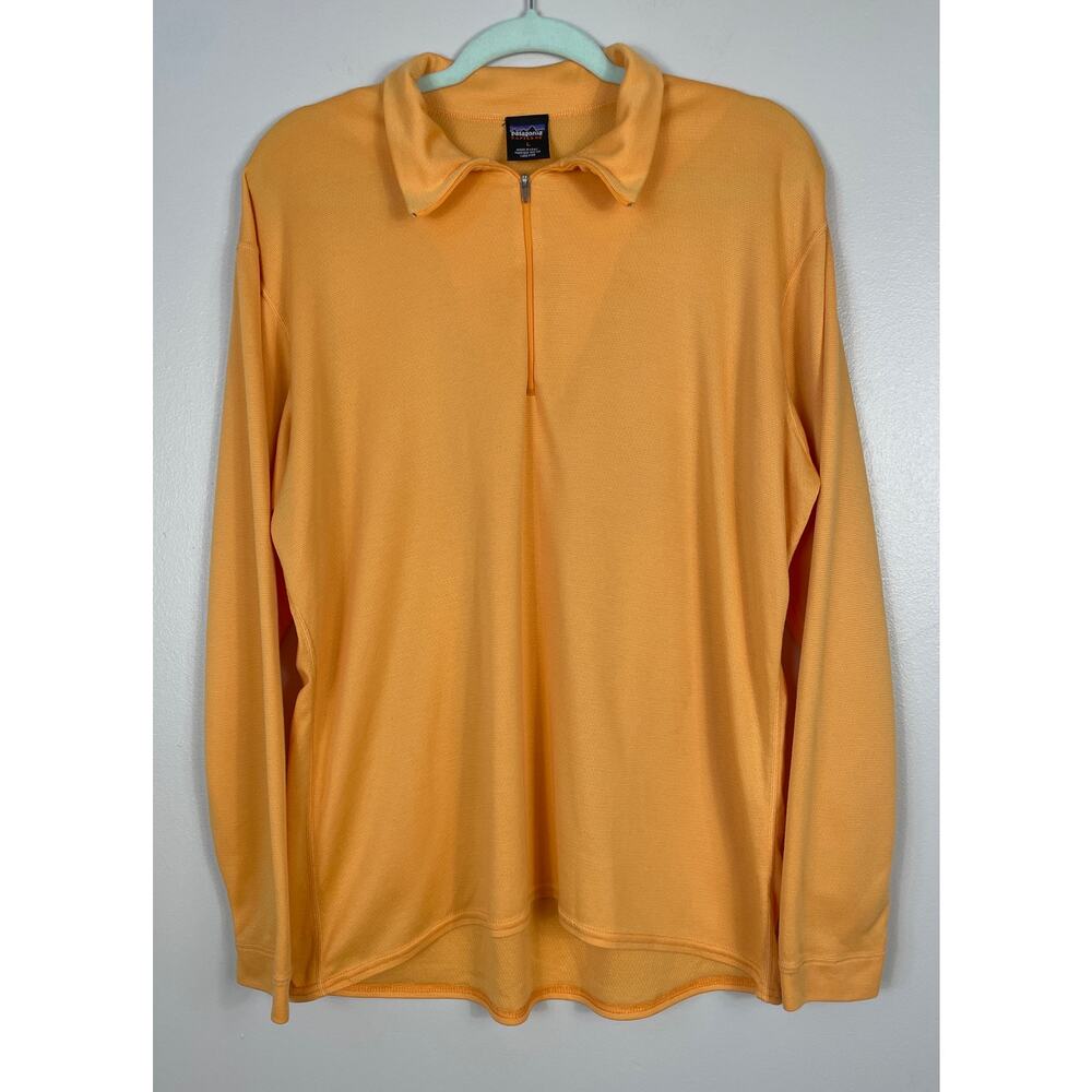 Patagonia Capilene Baselayer Shirt Orange Large Quarter Zip Pullover